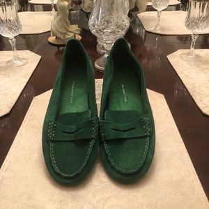 Emerald suede loafers